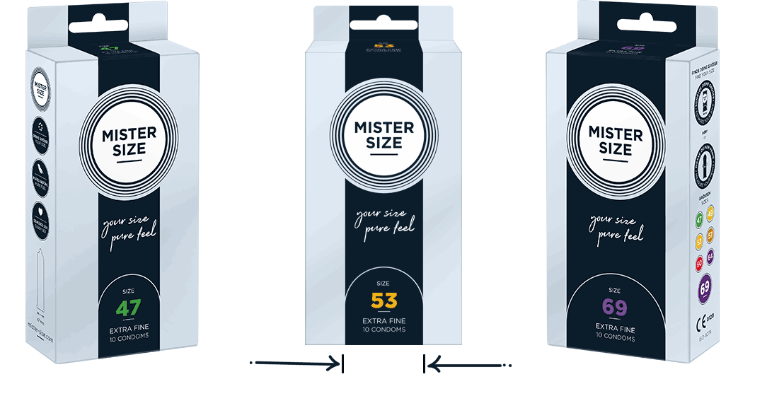 Mesure de la taille du préservatif à l'aide de l'emballage Mister Size