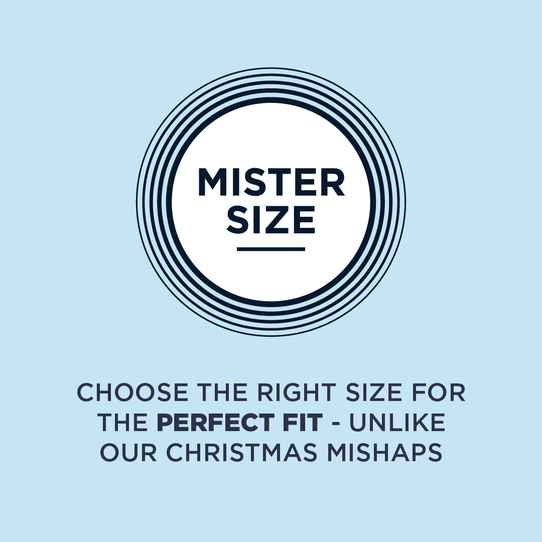 Logo Mister Size avec texte en dessous : Choisis la bonne taille pour un ajustement parfait